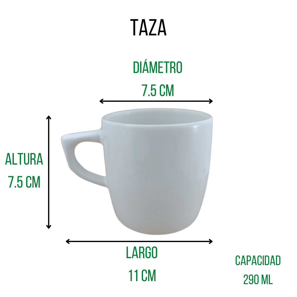 Taza para Café Clásica de 290 ml de Loza tipo Cerámica Antartic Santa Anita