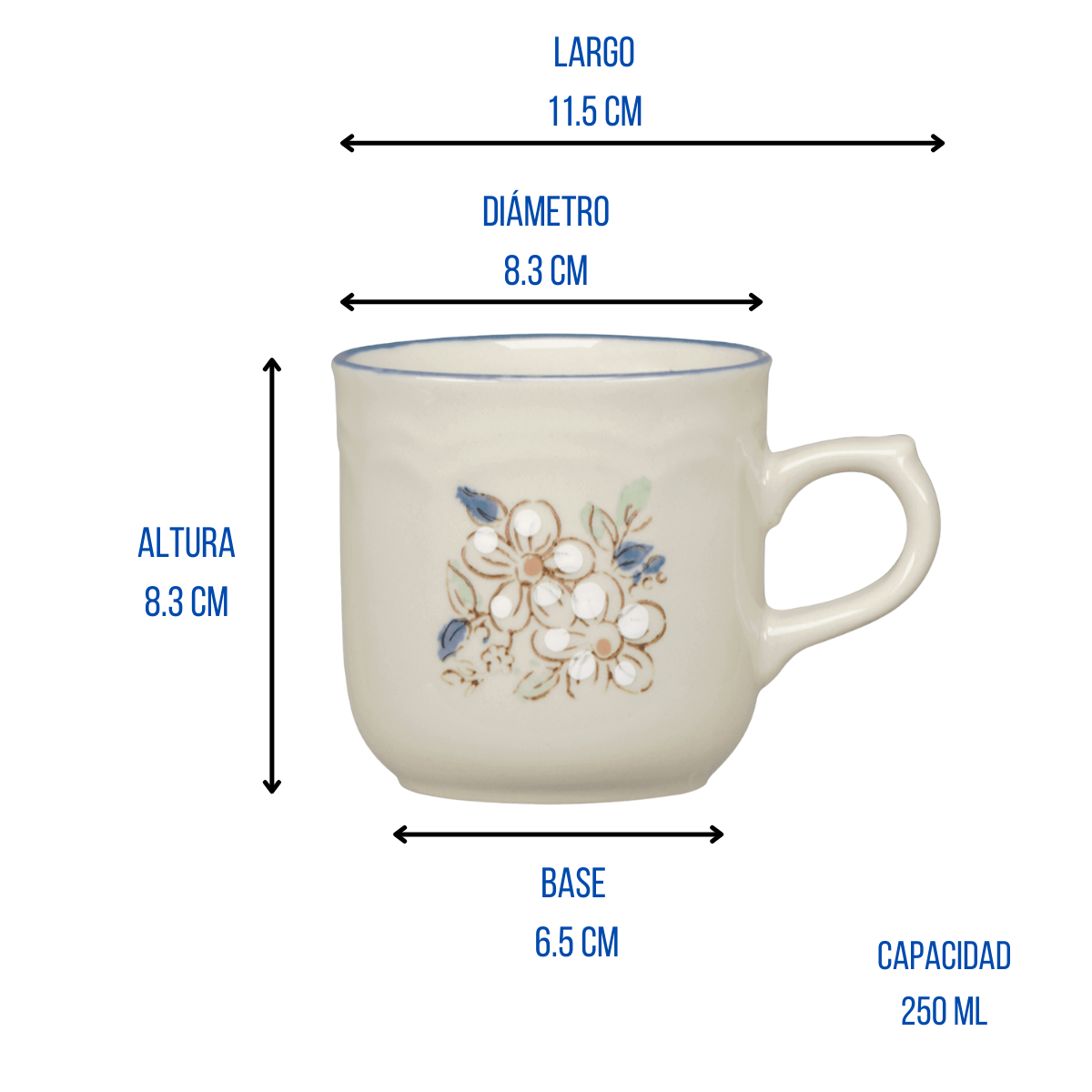 Taza para Café Clásica de 250 ml de Loza tipo Cerámica Victoria Santa Anita