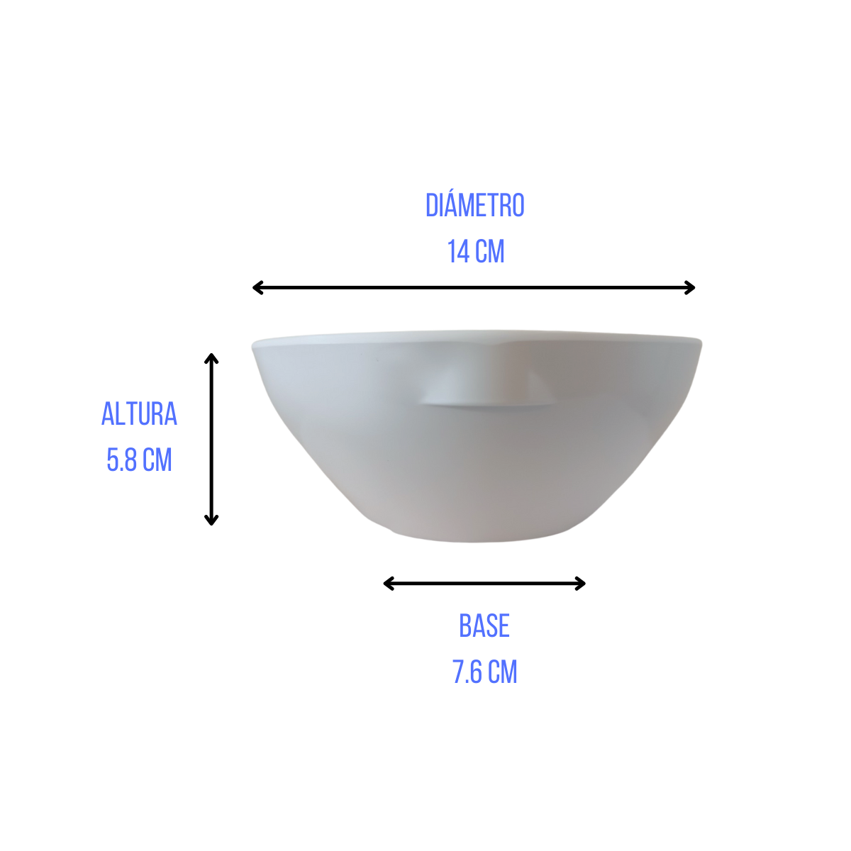 Tazón Avenero Sopero de 400 ml 5.5'' de Melamina Resistente tipo Plástico Blanco Tavola