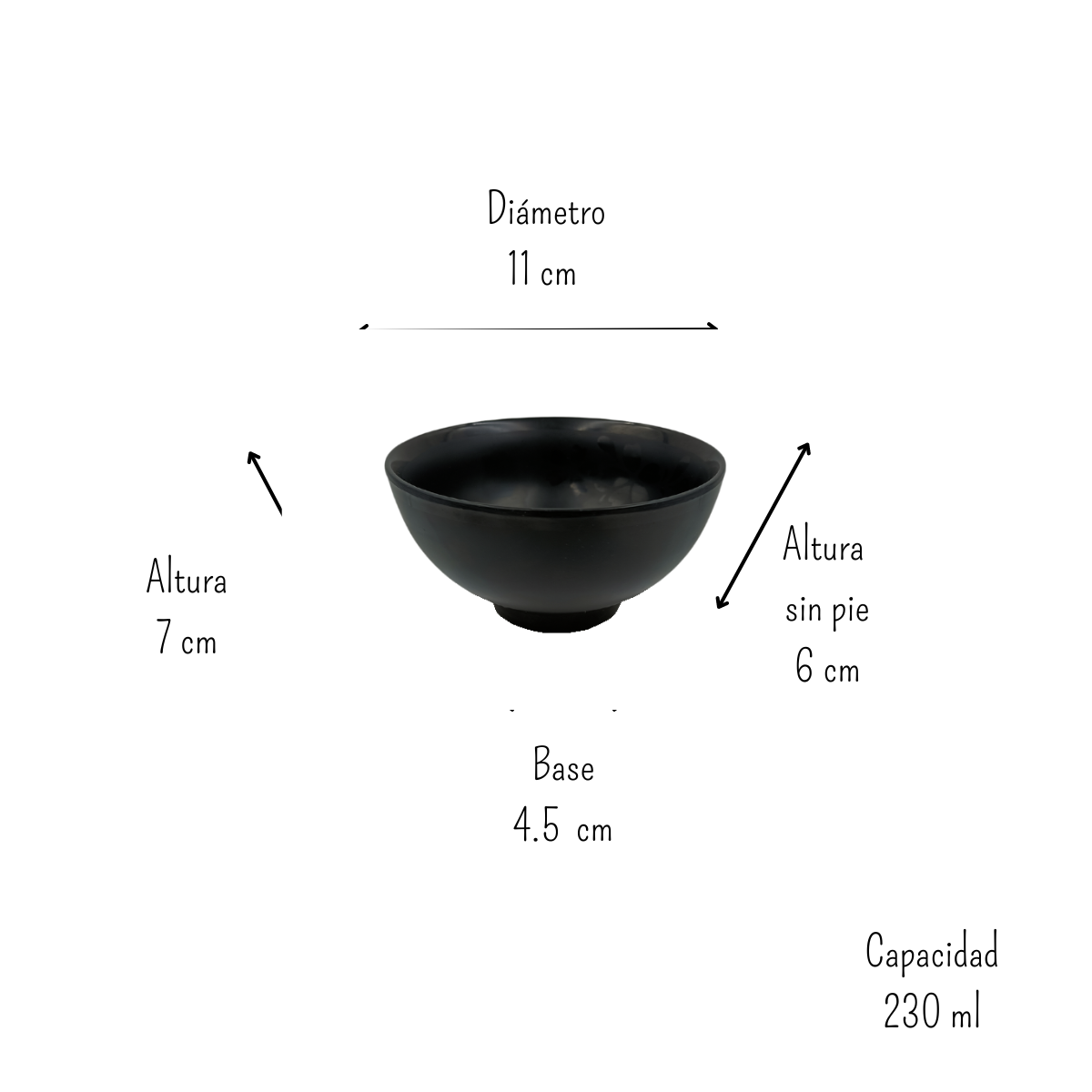 Tazón Chico Sopero de Melamina Gruesa de 230 ml 11 cm Negro Mate Anforama