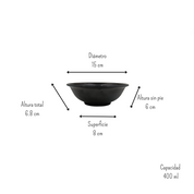Tazón Mediano Sopero de Melamina Gruesa de 400 ml Negro Mate Anforama
