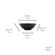 Tazón Mediano Sopero de Melamina Gruesa de 500 ml Negro Mate Anforama