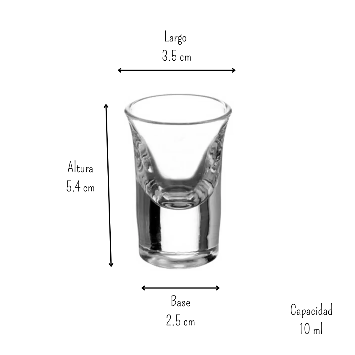 Tequilero Chico de Vidrio con Fondo Grueso de 10 ml 5.5 cm Vittori 1607