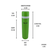 Termo de 1 Litro de Acero Inoxidable con Taparrosca Varios Colores Tab and Kit