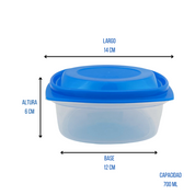 Recipiente Cuadrado de 700 ml de 6 cm de Plástico con Tapa Azul Ferplast