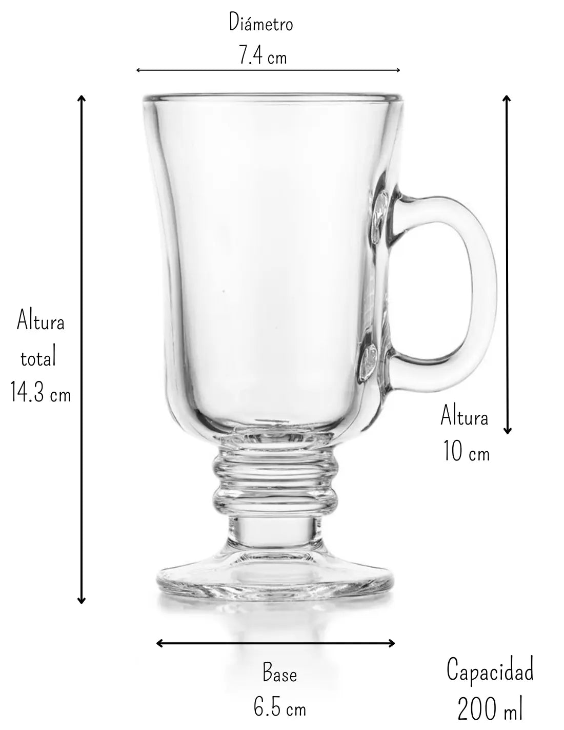 Tarro Taza para Café tipo Irlandés de 200 ml de Vidrio Vidriería Santos 341