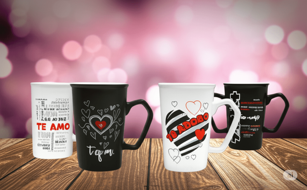 Taza Tarro Alto de 373 ml de Porcelana Resistente Apta Microondas Amor Día del Amor y la Amistad AM97-004V