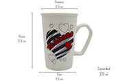 Taza Tarro Alto de 373 ml de Porcelana Resistente Apta Microondas Amor Día del Amor y la Amistad AM97-004V