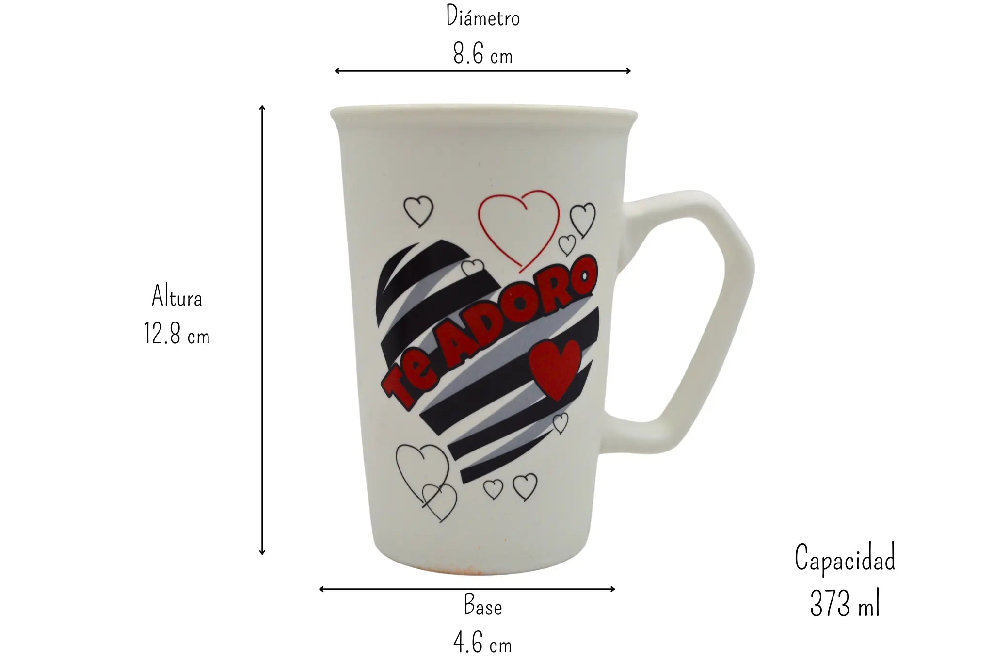 Taza Tarro Alto de 373 ml de Porcelana Resistente Apta Microondas Amor Día del Amor y la Amistad AM97-004V