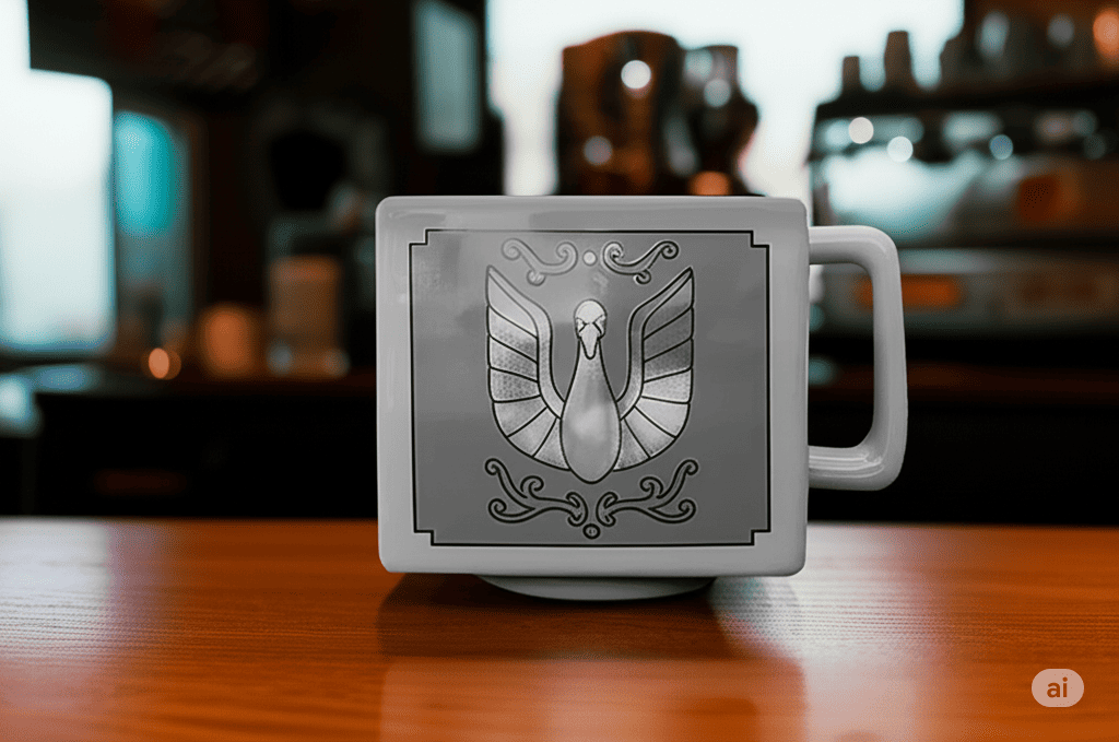 Taza Tarro Cuadrada Jumbo de 560 ml Porcelana Hyoga Cisne Caballeros del Zodiaco Anime Licencia LCDZ MUG-CABZOD-08