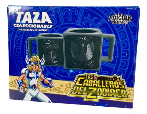 Taza Tarro Cuadrada Jumbo de 560 ml Porcelana Hyoga Cisne Caballeros del Zodiaco Anime Licencia LCDZ MUG-CABZOD-08