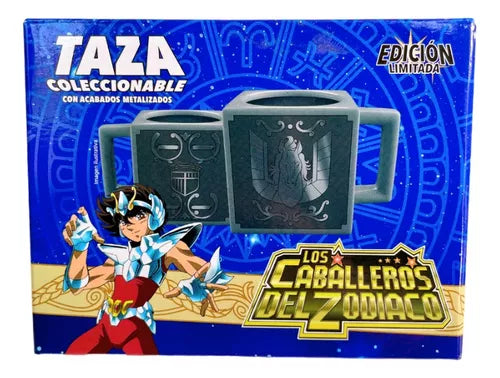 Taza Tarro Cuadrada Jumbo de 560 ml Porcelana Seiya Pegaso Caballeros del Zodiaco Anime Licencia LCDZ MUG-CABZOD-06