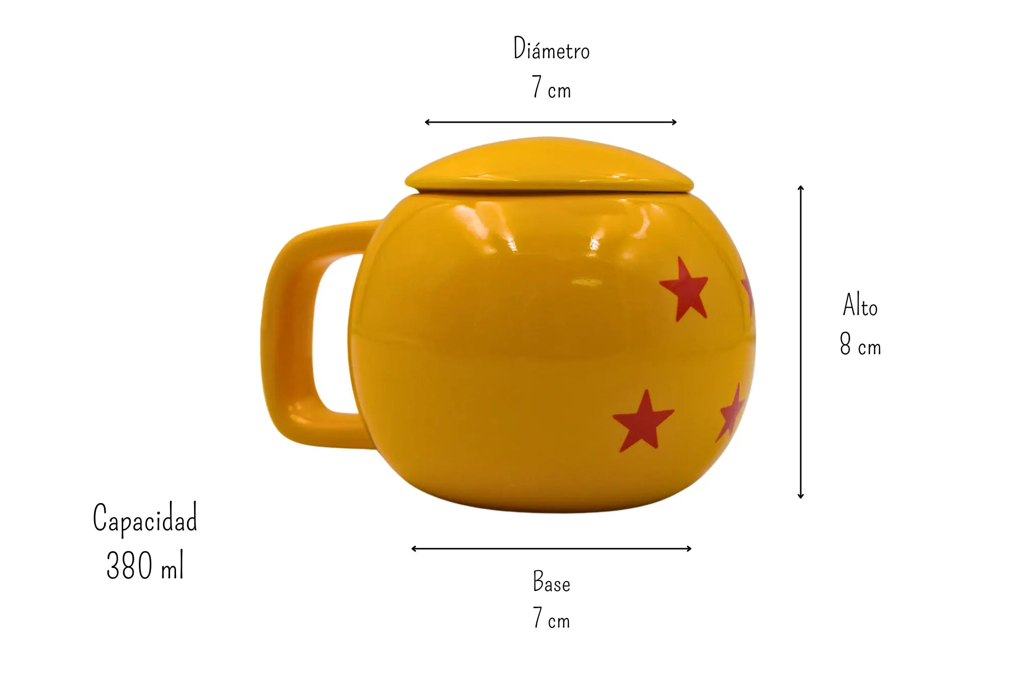 Taza Tarro Esférica de 380 ml de Porcelana Esfera del Dragón Dragon Ball Anime Licencia MUG-BALL-01