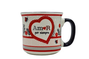 Taza Tarro Jumbo de 470 ml de Porcelana Resistente Apta Microondas Día del Amor y la Amistad AM96-002V