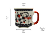 Taza Tarro Jumbo de 470 ml de Porcelana Resistente Apta Microondas Día del Amor y la Amistad AM96-002V