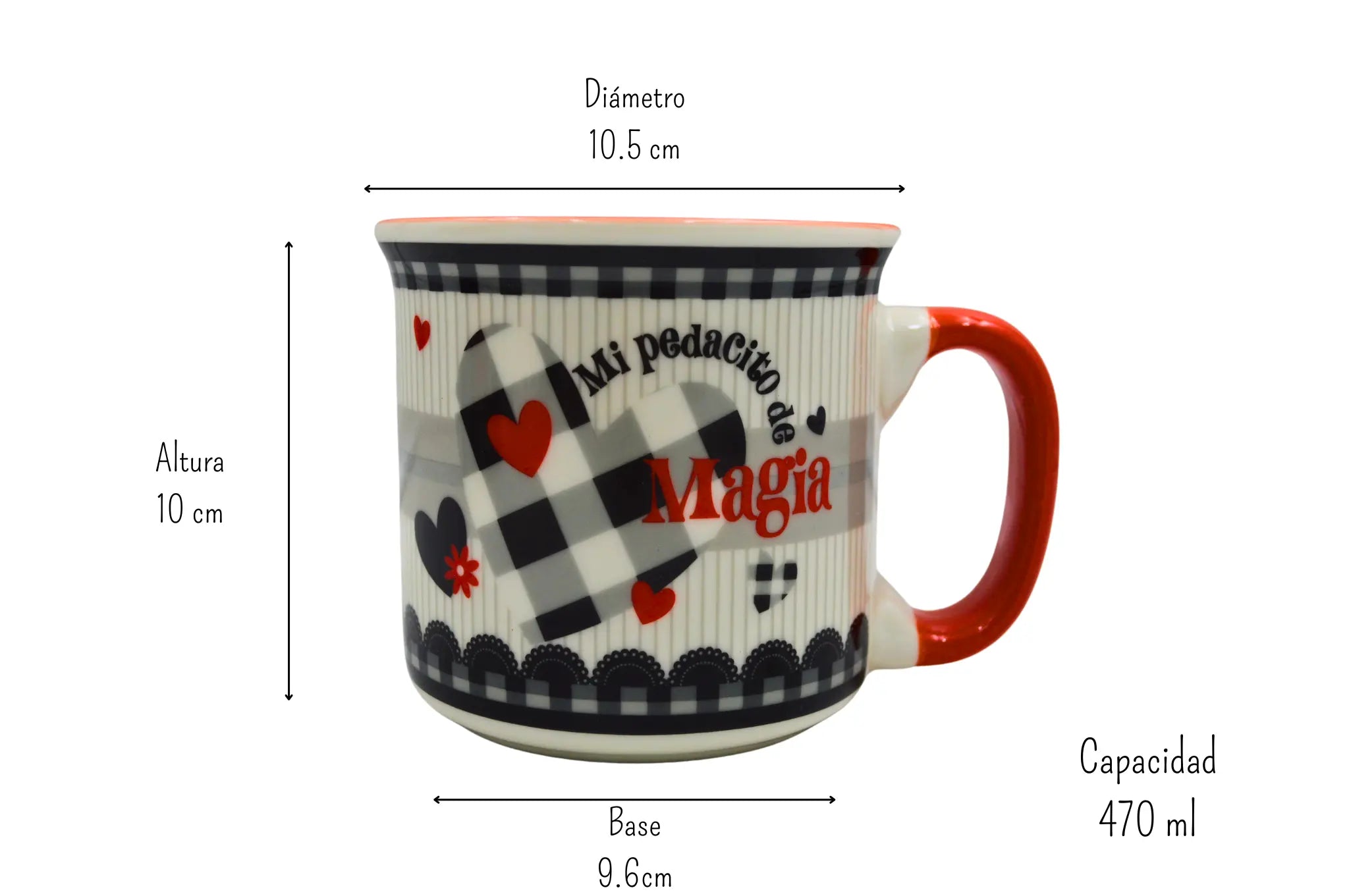 Taza Tarro Jumbo de 470 ml de Porcelana Resistente Apta Microondas Día del Amor y la Amistad AM96-002V