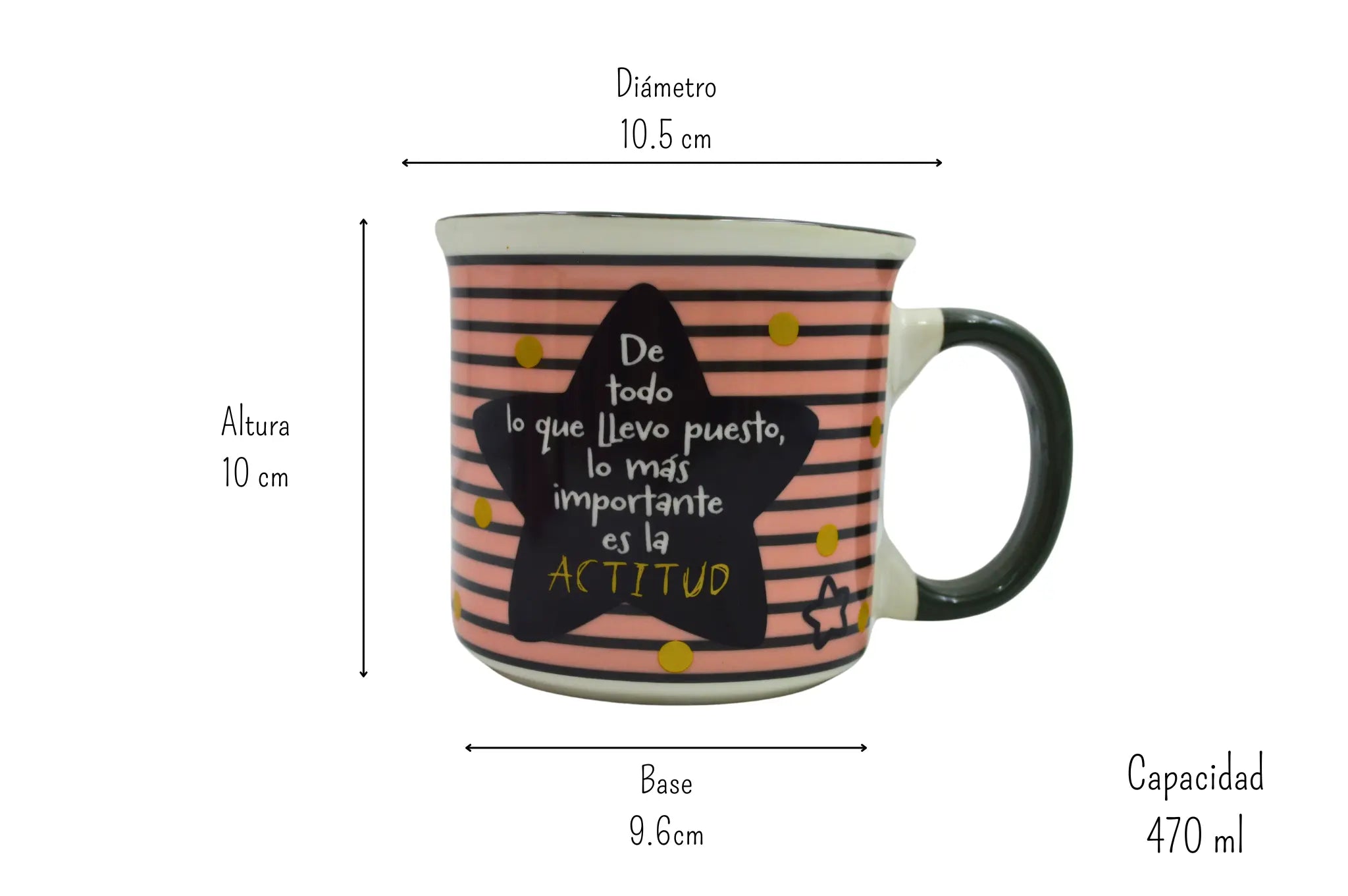 Taza Tarro Jumbo de 470 ml de Porcelana Resistente Apta Microondas Frases Motivación  AM81-001