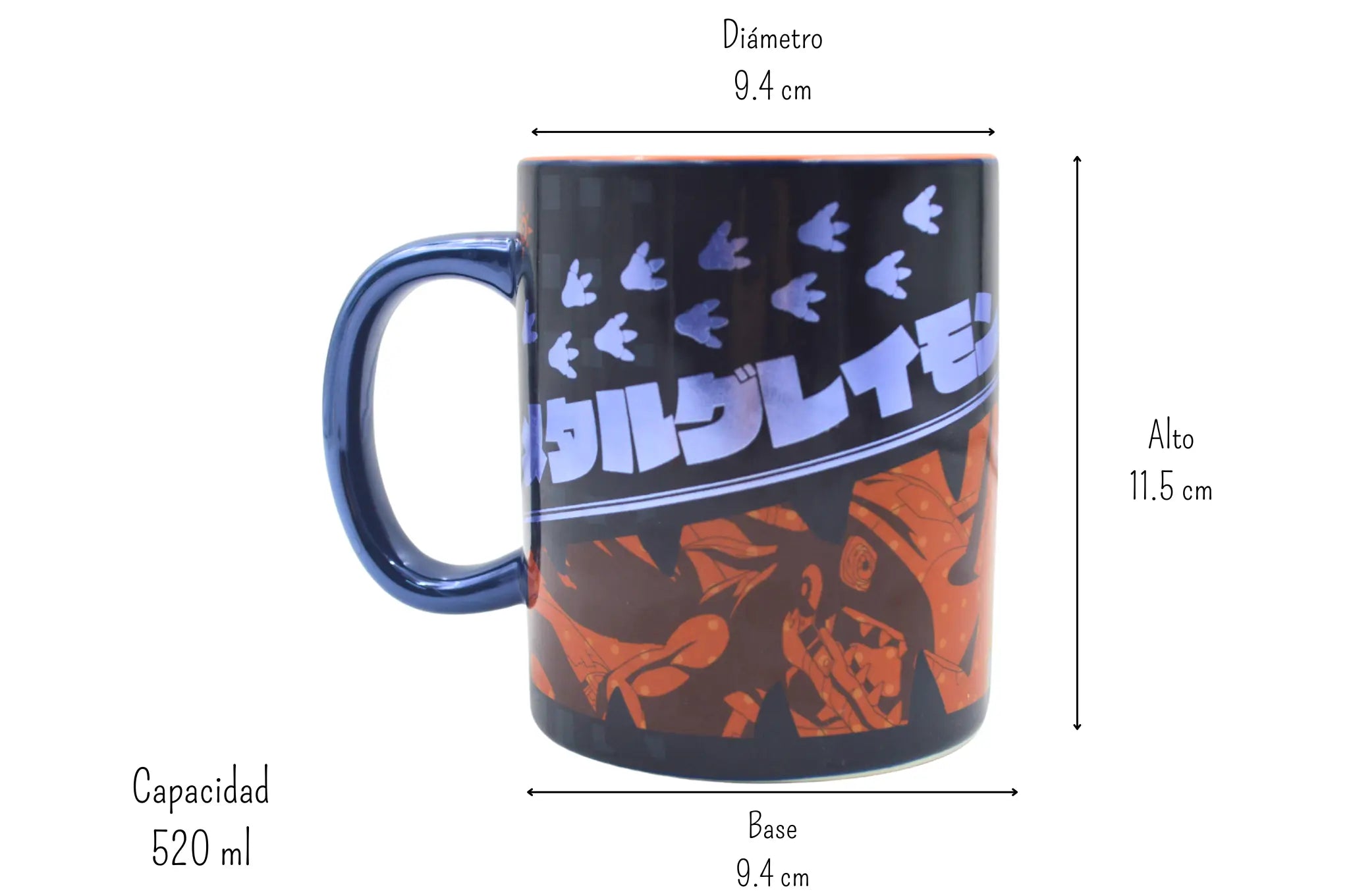 Taza Tarro Jumbo de 520 ml de Porcelana Metálica Digimon Anime Licencia MBIG-DMON-01