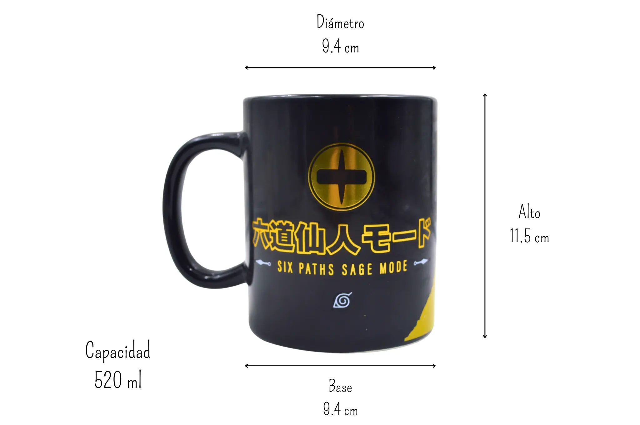 Taza Tarro Jumbo de 520 ml de Porcelana Metálica Naruto Anime Licencia MBIG-NS-01