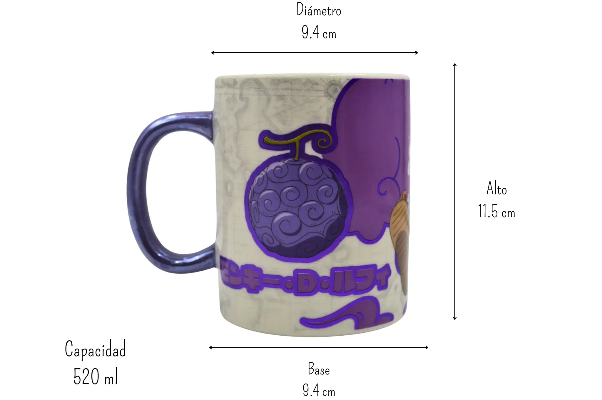 Taza Tarro Jumbo de 520 ml de Porcelana Metálica One Piece Anime Licencia MBIG-OP-01