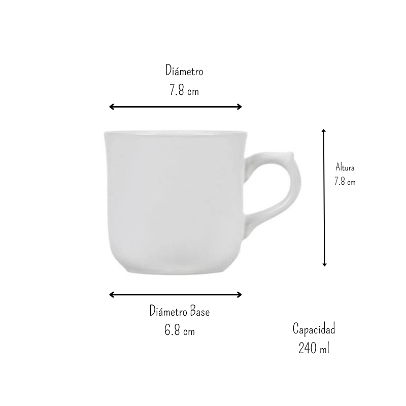 Taza de Loza Elegante Clásica Resistente de 240 ml Blanca Madrileña Santa Anita