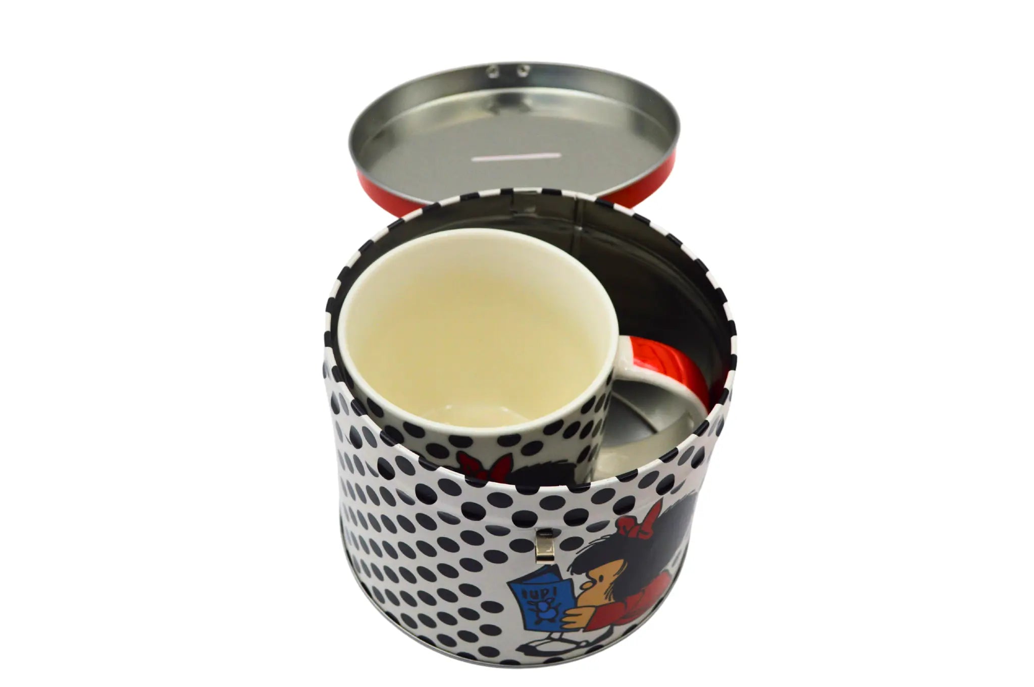 Taza de Porcelana de 354 ml con Alcancía de Metal Mafalda Licencia Varios Diseños AM48-005 Maki