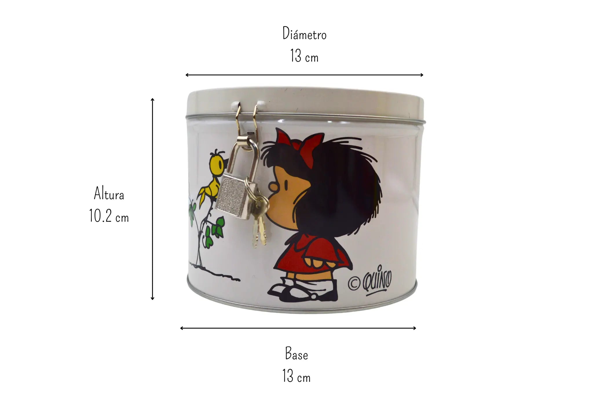 Taza de Porcelana de 354 ml con Alcancía de Metal Mafalda Licencia Varios Diseños AM48-005 Maki