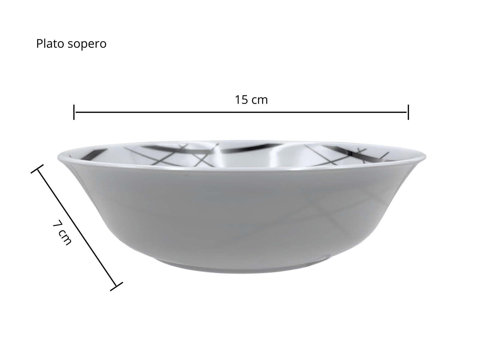 Tazón Sopero Avenero Cereal de 15 cm de Melamina Resistente Tipo Plástico Líneas Gris Oscuro TKM115 Tab and Kit