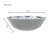Tazón Sopero Avenero Cereal de 15 cm de Melamina Resistente Tipo Plástico Líneas Gris Oscuro TKM115 Tab and Kit