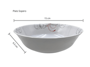 Tazón Sopero Avenero Cereal de 15 cm de Melamina Resistente Tipo Plástico Líneas Rojas TKM107 Tab and Kit