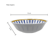 Tazón Sopero Avenero Cereal de 15 cm de Melamina Resistente Tipo Plástico Plumas Azules TKM123 Tab and Kit