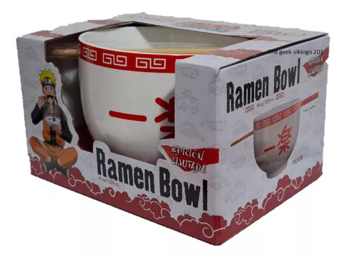 Tazón Bowl de 591 ml Porcelana con Palillos Naruto Comiendo Ramen Anime Licencia BWL-NS-04