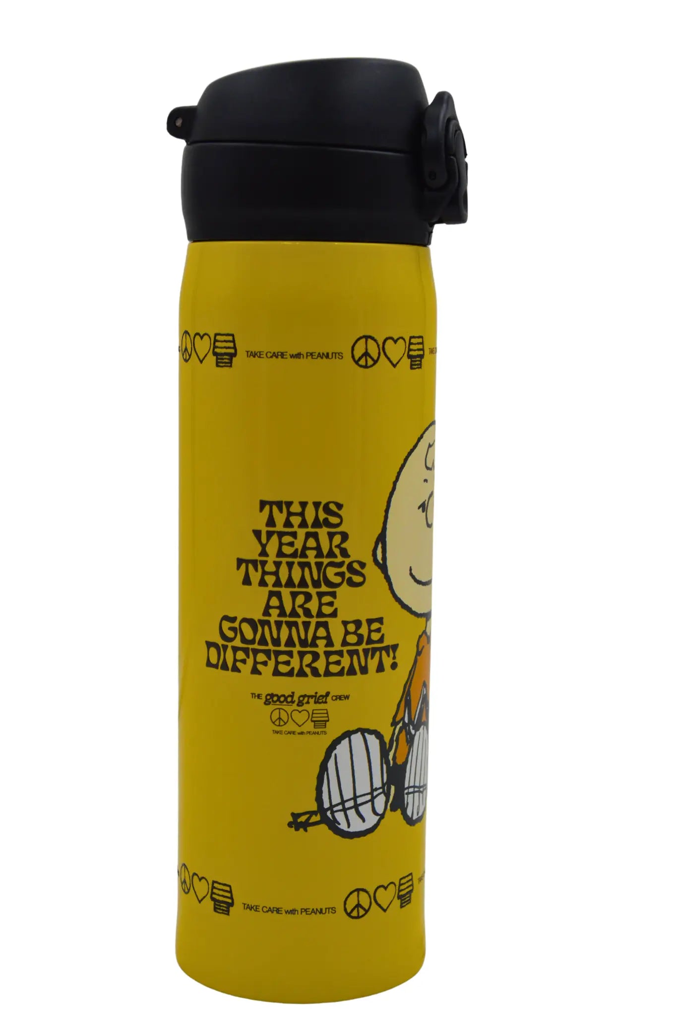 Termo con Tapa Automática de 410 ml de Acero Inoxidable Snoopy Charlie Peanuts AM42-009 Licencia