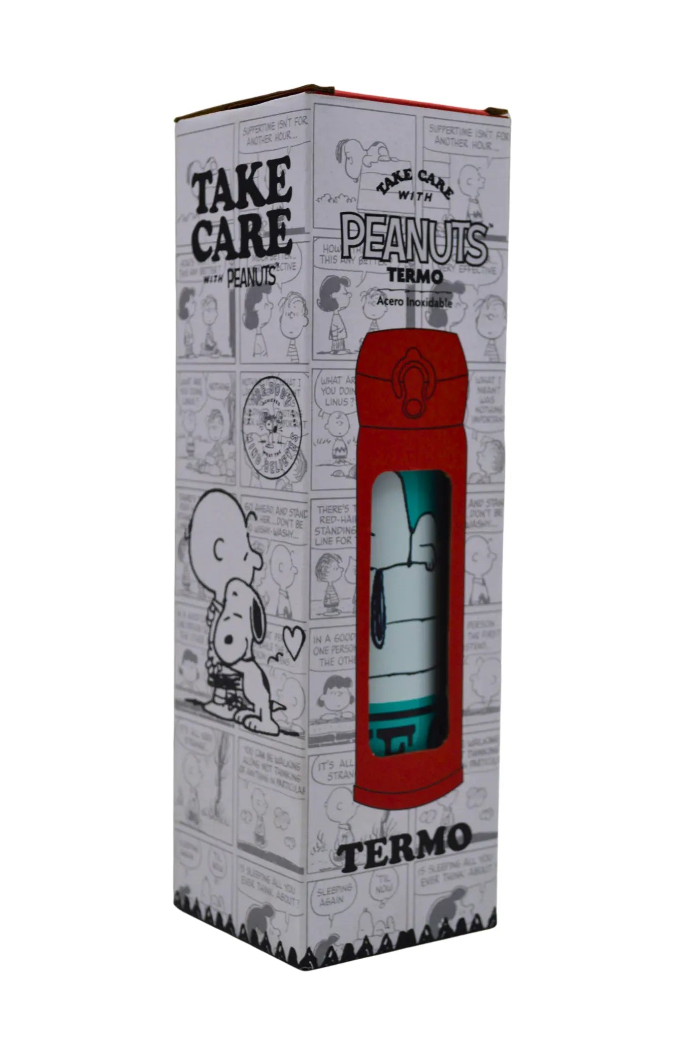 Termo con Tapa Automática de 410 ml de Acero Inoxidable Snoopy Charlie Peanuts AM42-009 Licencia