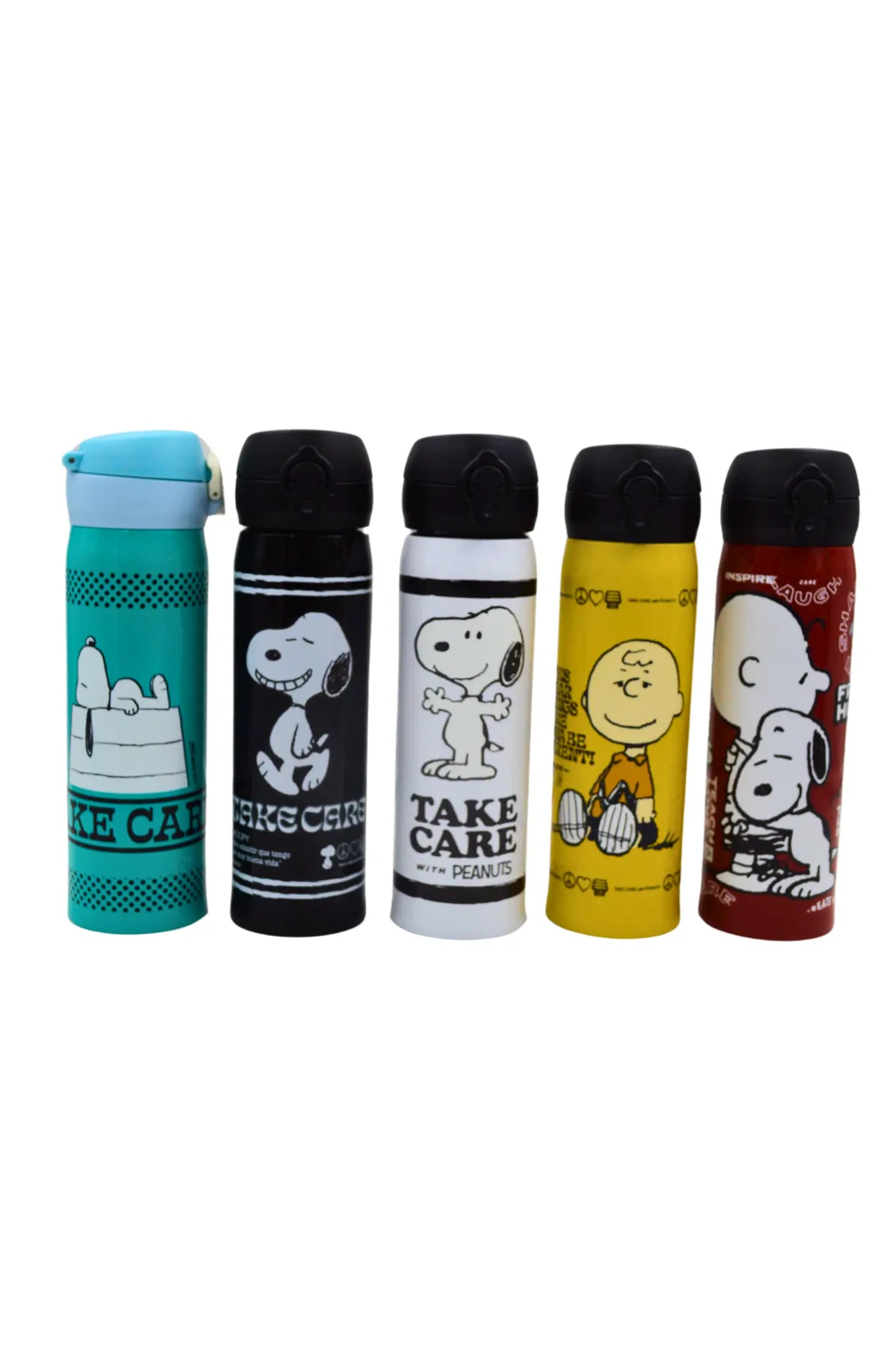 Termo con Tapa Automática de 410 ml de Acero Inoxidable Snoopy Charlie Peanuts AM42-009 Licencia