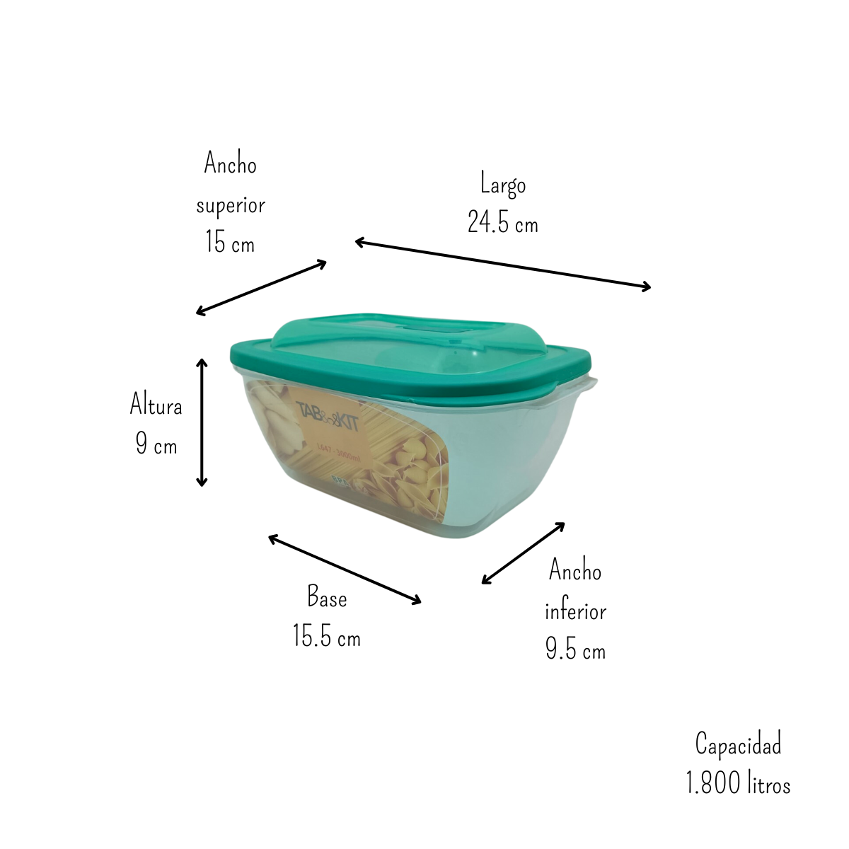 Tupper recipiente hermetico rectangular 1.8lt ANFORAMA-Todo para mi cocina  – ANFORAMA (Todo para mi Cocina)