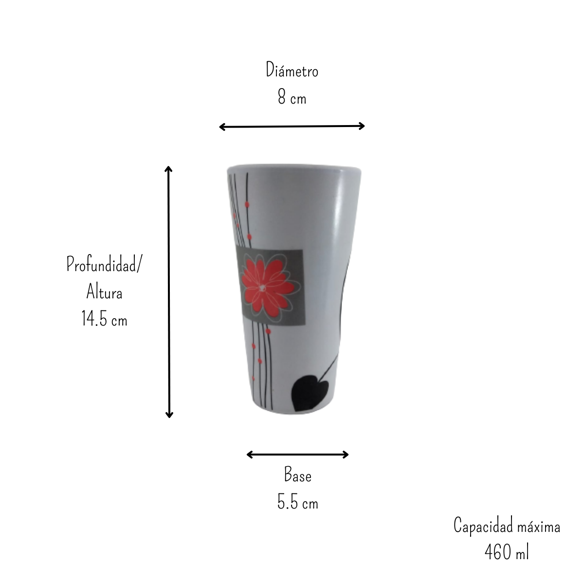 Vaso de 460 ml de Melamina Resistente tipo Plástico Chrysan Tab and Kit