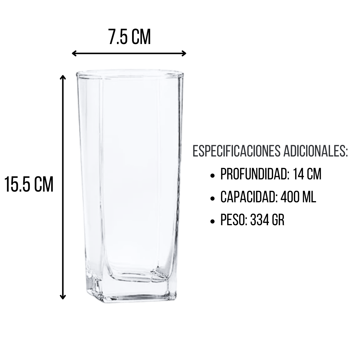 Vaso de Vidrio Cuadrado City 400 ml.  ANFORAMA - Todo para mi cocina –  ANFORAMA (Todo para mi Cocina)