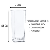 Vaso de 400 ml Cuadrado Elegante Jaibolero de Vidrio tipo Cristal City Libbey