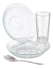 Vajilla Circular Clásica Elegante de 12 piezas de Vidrio Decorado
