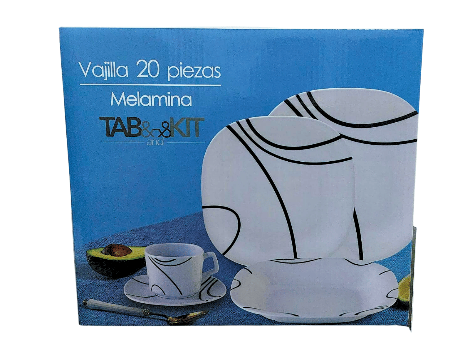 Vajilla Cuadrada Elegante de 20 piezas de Melamina TKM103 Tab and Kit