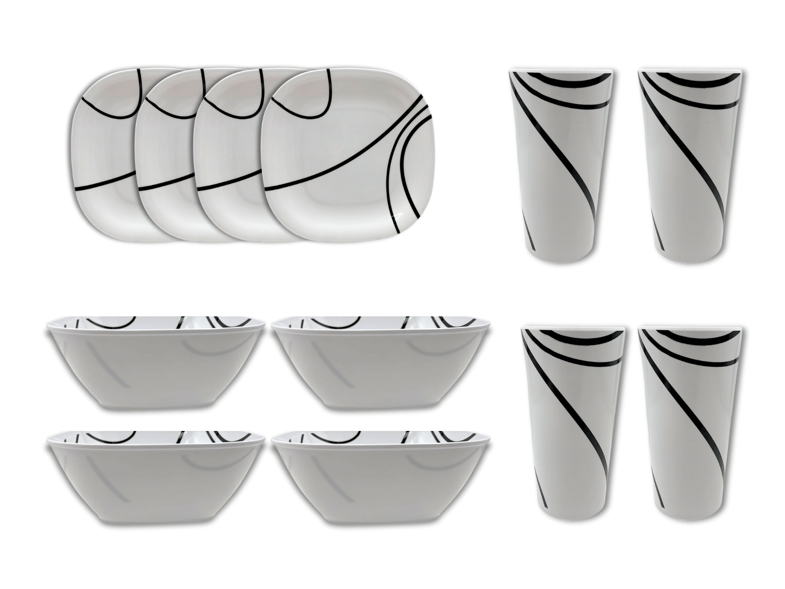 VajillaCuadradacon12piezaspara4PersonasdeMelaminatipoPlasticoLineasTKM090TabandKit1.png