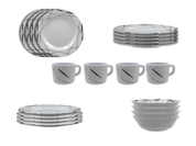 Vajilla Elegante de 20 piezas de Melamina Resistente tipo Plástico Líneas Gris Oscuro TKM119 Tab and Kit
