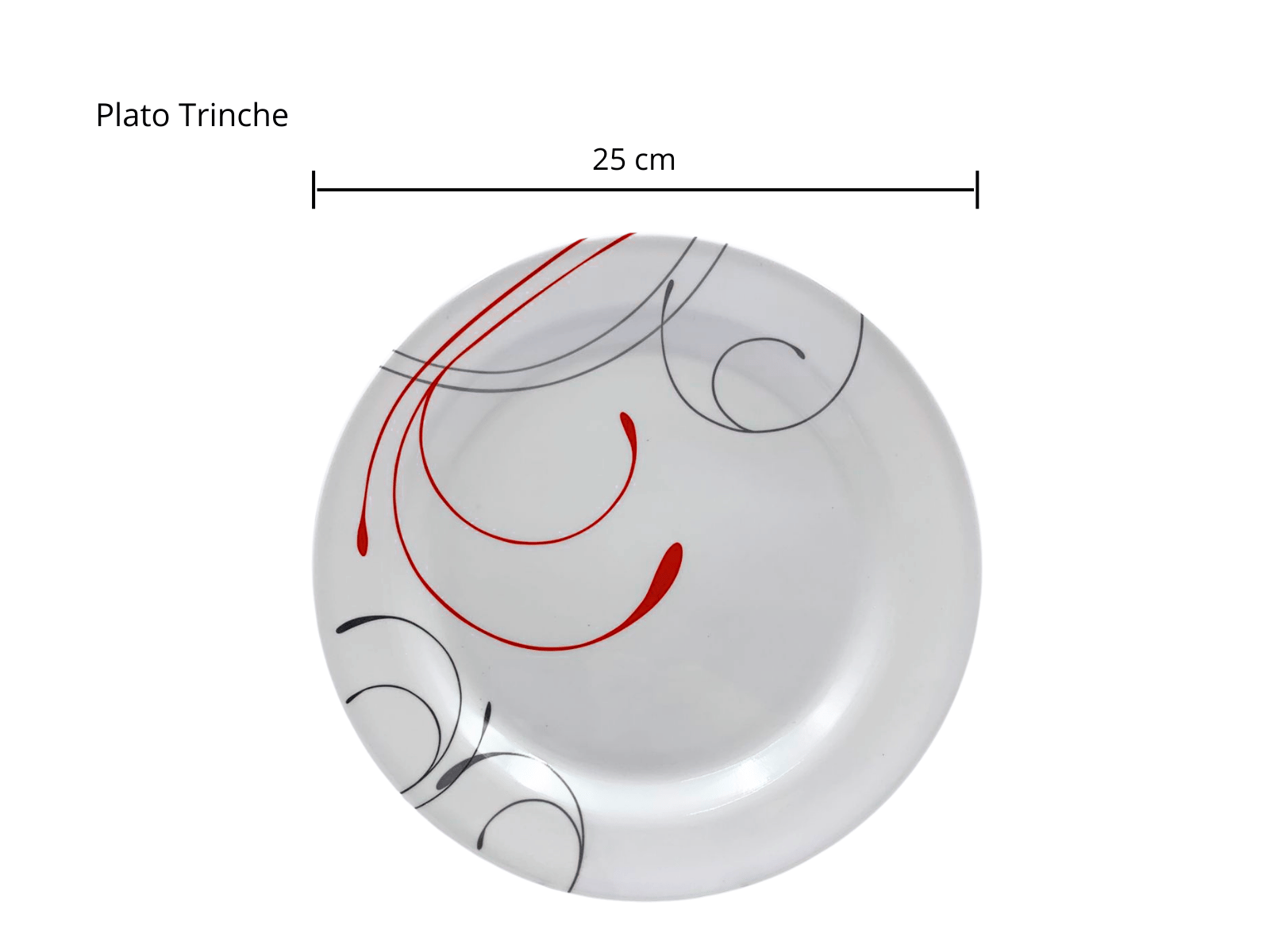 Vajilla Elegante de 20 piezas de Melamina Resistente tipo Plástico Líneas Rojas TKM111 Tab and Kit