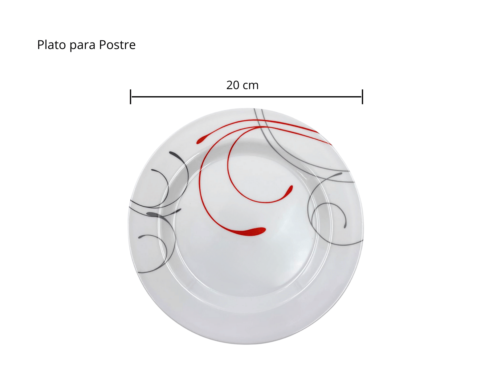 Vajilla Elegante de 20 piezas de Melamina Resistente tipo Plástico Líneas Rojas TKM111 Tab and Kit
