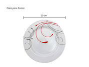 Vajilla Elegante de 20 piezas de Melamina Resistente tipo Plástico Líneas Rojas TKM111 Tab and Kit