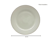 Vajilla Redonda Elegante de 20 piezas de Porcelana Color Blanco con Dorado TKVP002 Tab and Kit