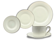 Vajilla Redonda Elegante de 20 piezas de Porcelana Color Blanco con Dorado TKVP002 Tab and Kit