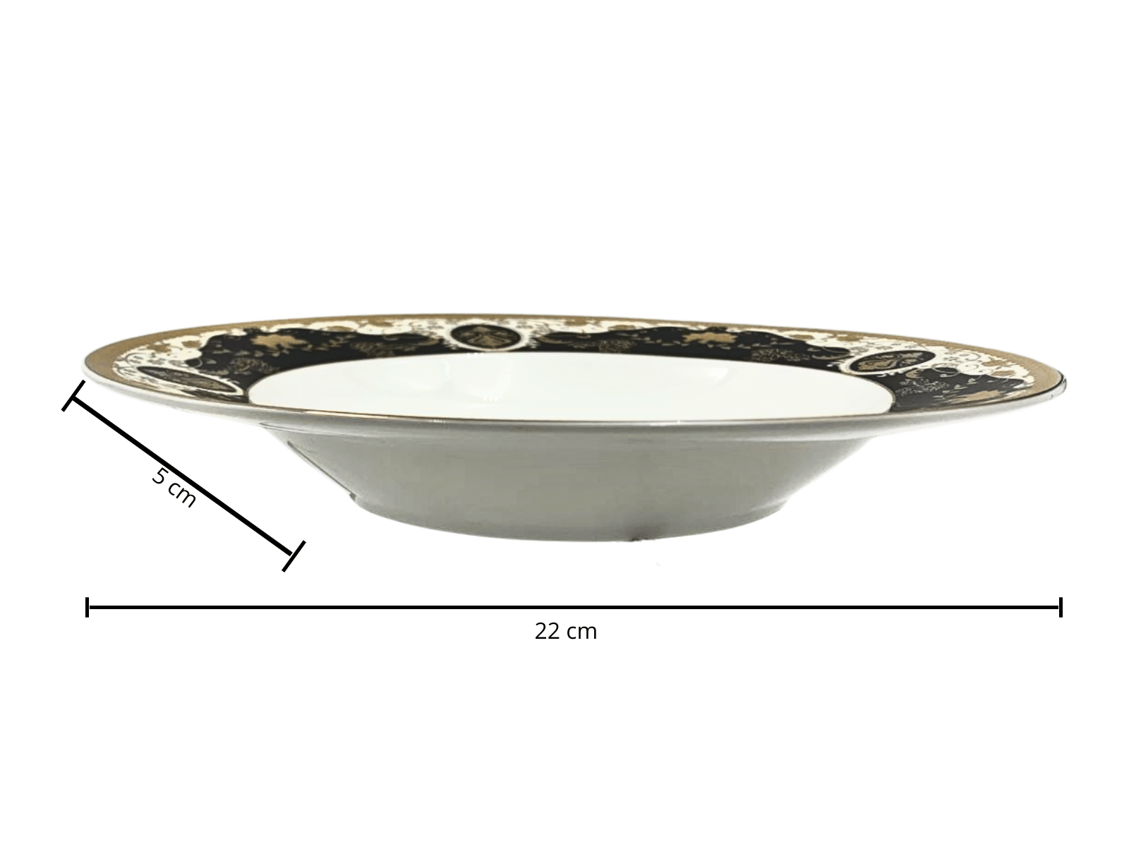 Vajilla Redonda Elegante de 20 piezas de Porcelana Color Negro con Dorado TKVP04 Tab and Kit