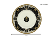 Vajilla Redonda Elegante de 20 piezas de Porcelana Color Negro con Dorado TKVP04 Tab and Kit